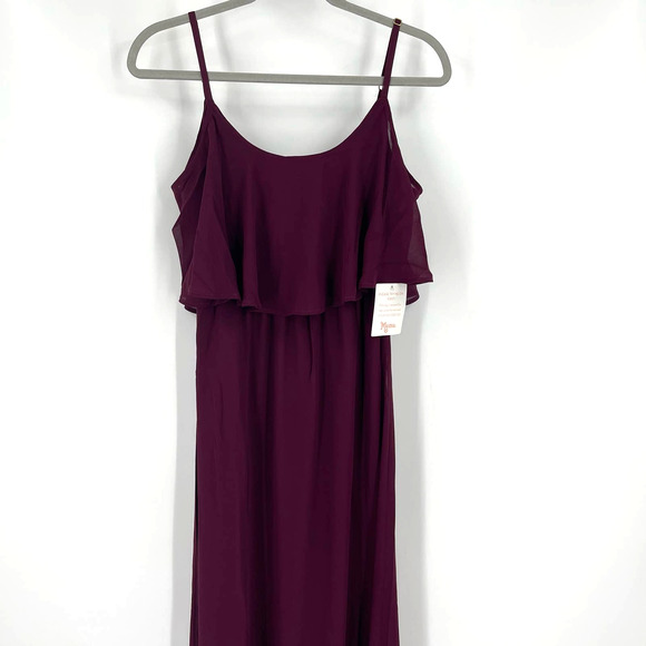 Show Me Your MuMu Caitlin Ruffle Maxi Dress Merlot Chiffon Medium NWT - Picture 6 of 8